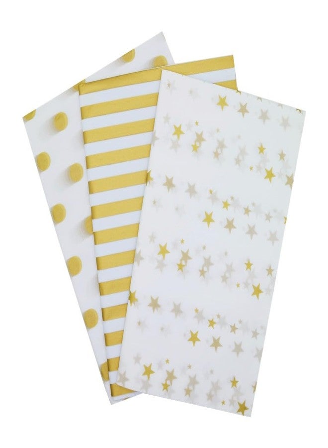MORANTI Gold Star Stripes Circle Dots Pattern Bulk Tissue Paper Gift Wrap 30 Sheets 19.7" x 27.5" for Graduation Birthday Wedding Christmas Gift Wrapping Decorate Party Gift Bags - Image 1